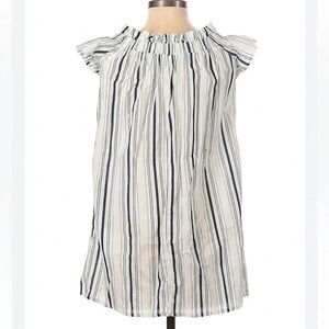 Rebellion vertical striped dress dress size small white blue off the shoulder